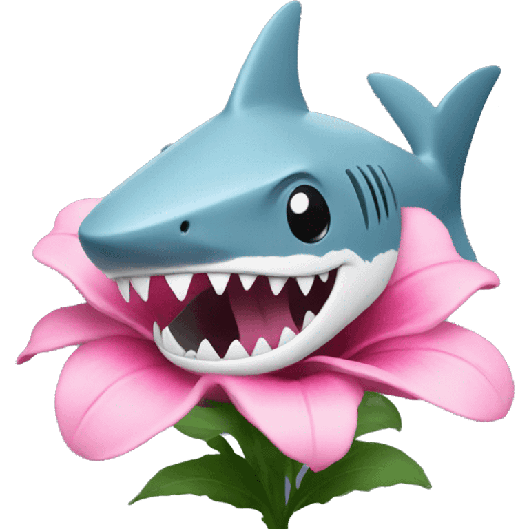  flower with a shark hat emoji