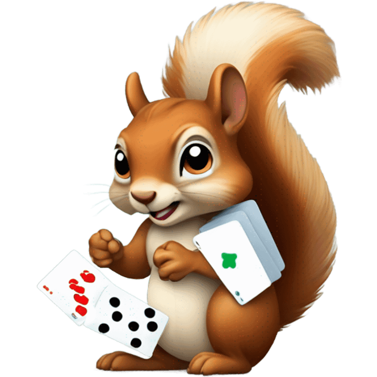 Squirrel with cards and dice emoji