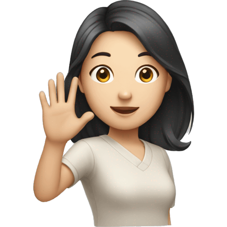 asian girl waving her hand emoji