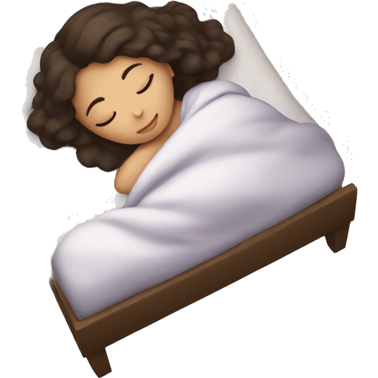 brunette girl sleeping cozy emoji