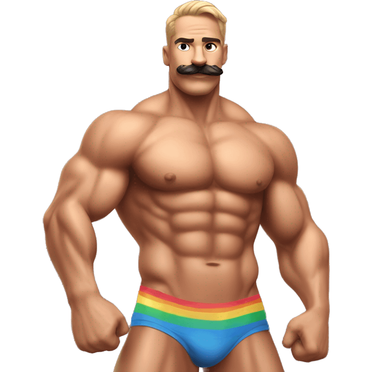 Muscular gay bodybuilder with mustache bikini realistic emoji