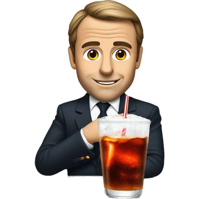 Macron with a glass of coke emoji