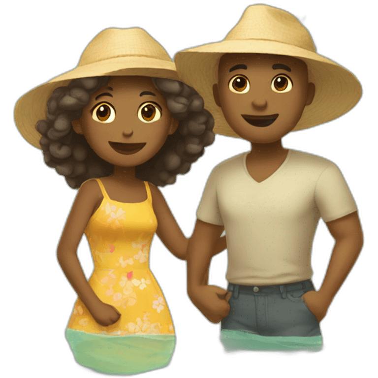 a couple in summer emoji