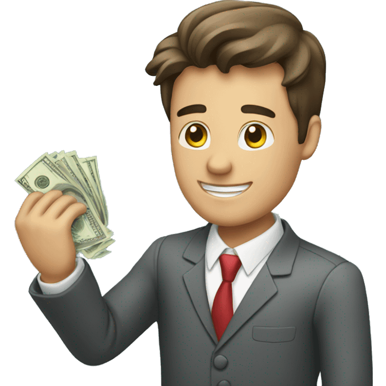 a business man waving money emoji