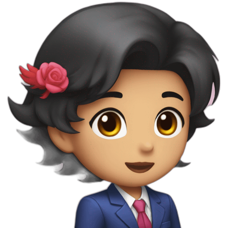 Phoenix Wright kissing short black haired Nepali girl emoji