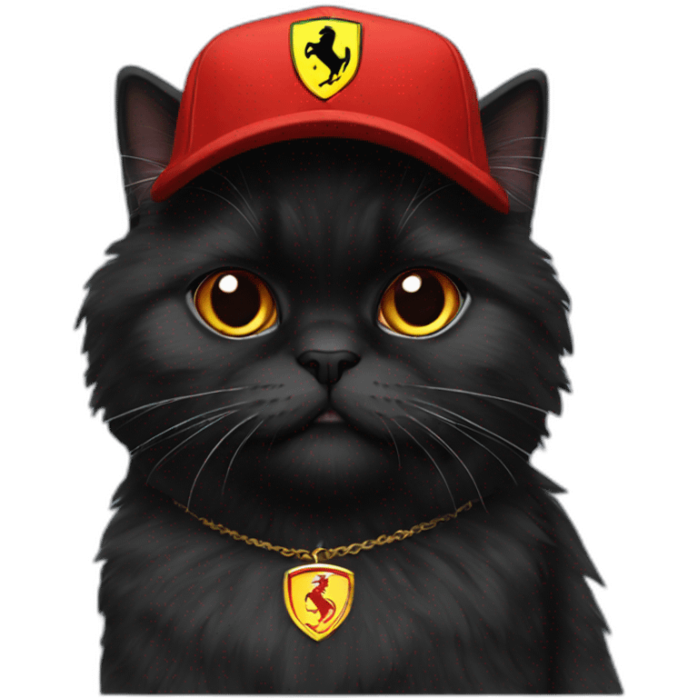 Black persian cat with red Ferrari cap  emoji