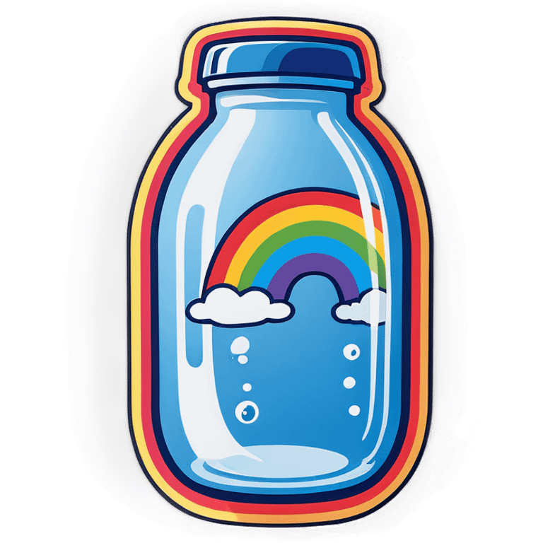 Bottle of water with a rainbow in it emoji