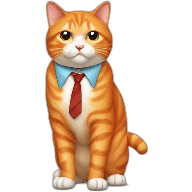 Chonky orange cat wearing a tie emoji