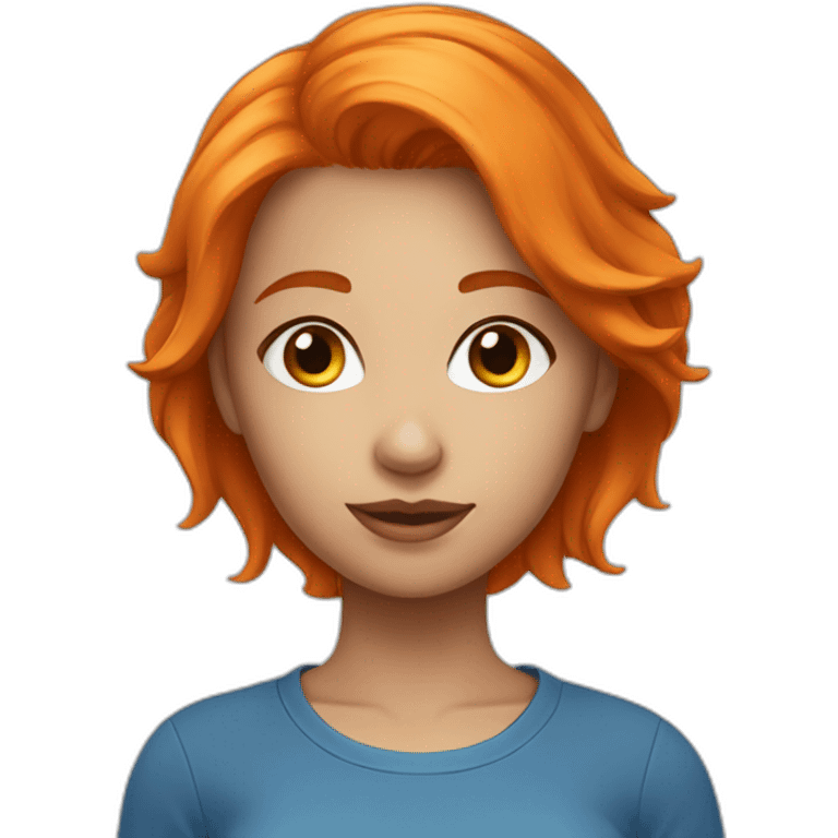 Beatiful girl with orange hair and blu shirt emoji