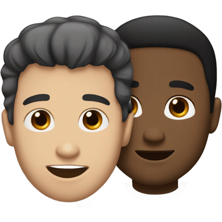 White guy with black hair hugging large light-brown skinned man emoji