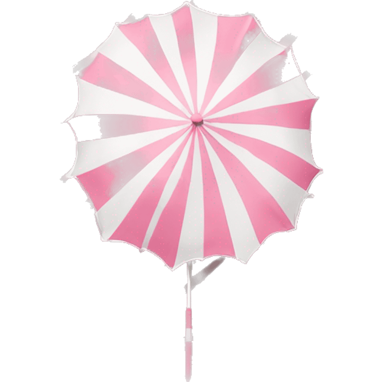 Pink and white stripe beach umbrella with scalloped edge emoji