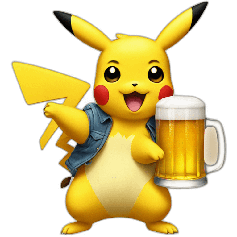 pikachu with beer emoji