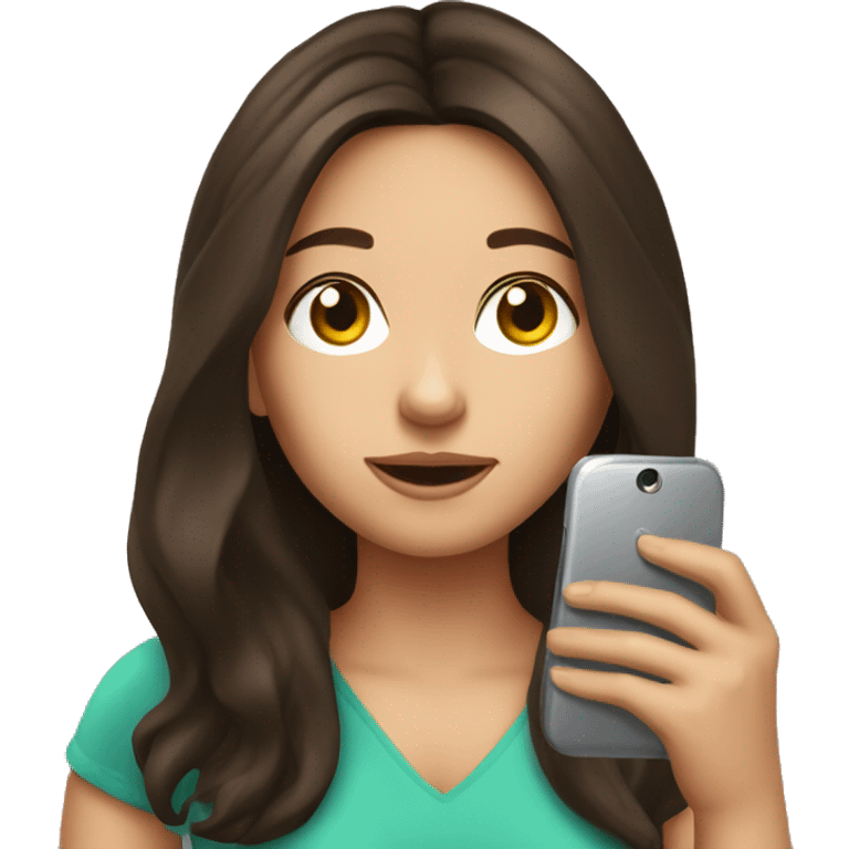 Brunette Girl taking selfie with her phone emoji