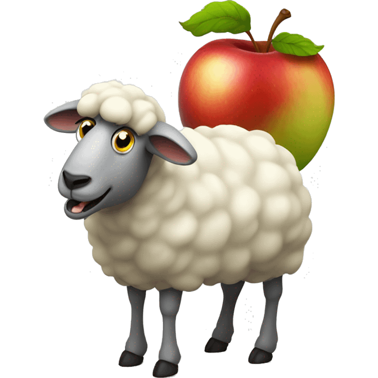 Sheep craving a rotten apple with a worm emoji