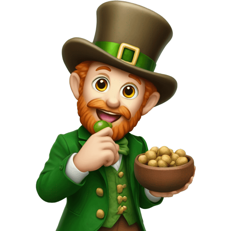 Leprechaun eating a buckeye emoji