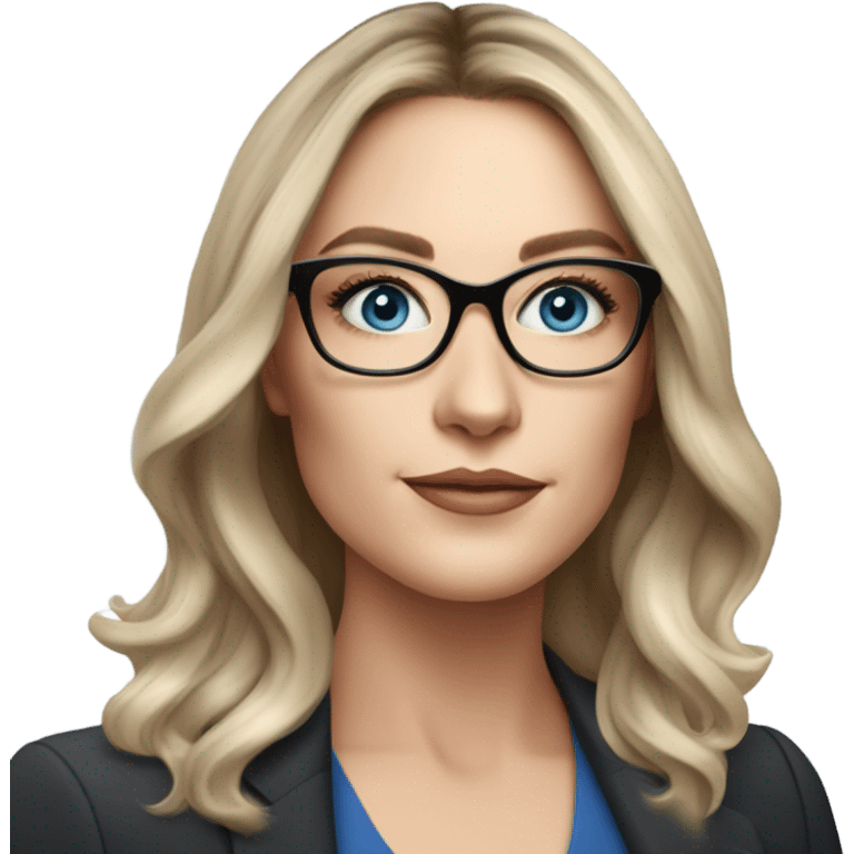 Shoulder length Balayage pale beautiful corporate woman with glasses and blue eyes emoji