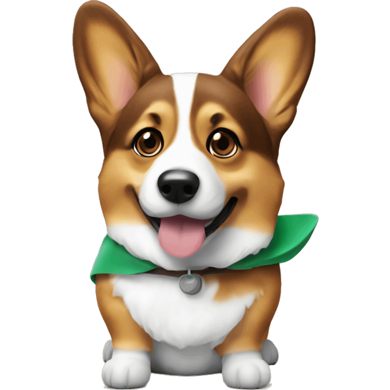 a corgi with a dubai chocolate with green filling inside emoji