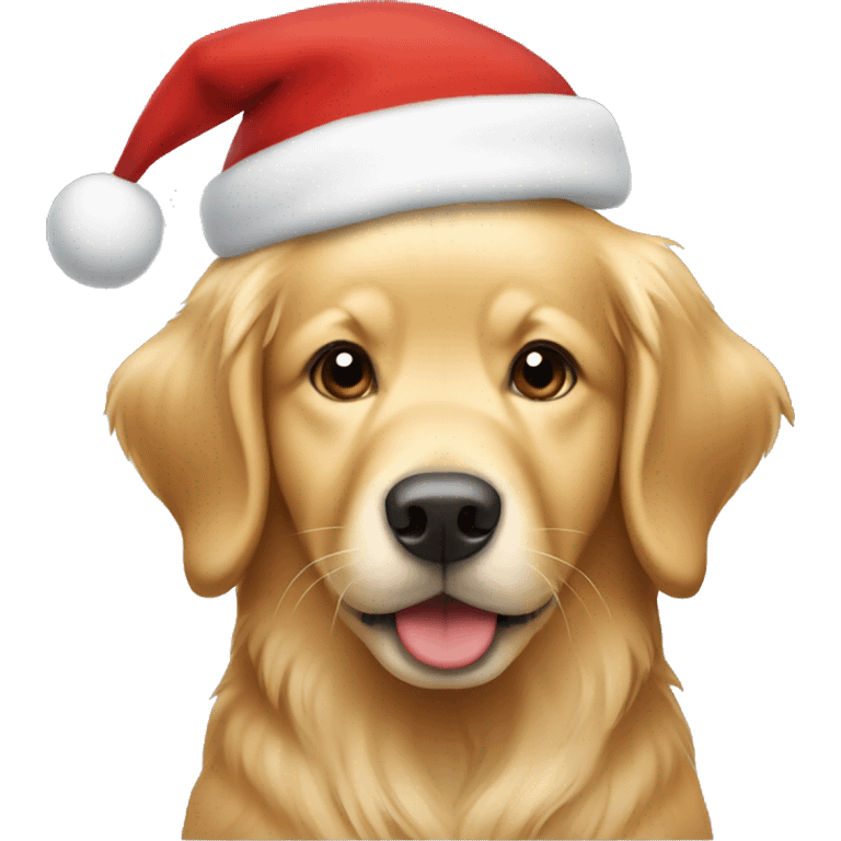 Light Golden retriever in a Christmas hat emoji