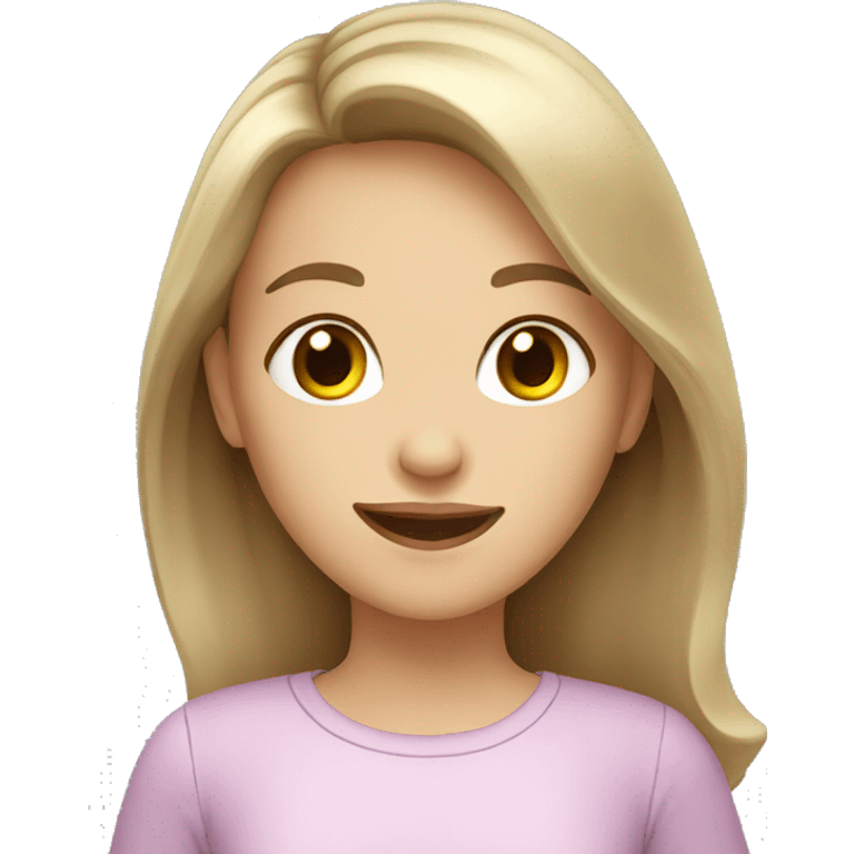 Dark Blond hair girl with brown eyes and happy emoji