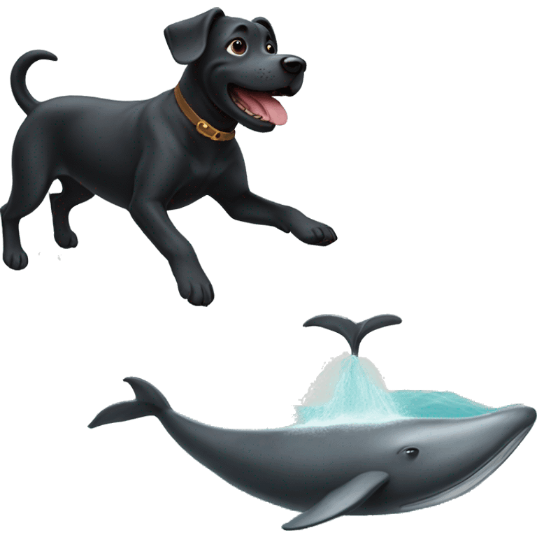 Black dog riding whale  emoji