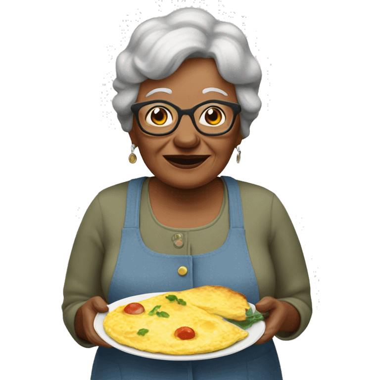 Grandmother with omelet with mushrooms  emoji