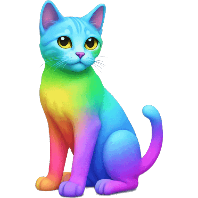 Neon Rainbow Cat Full Body emoji