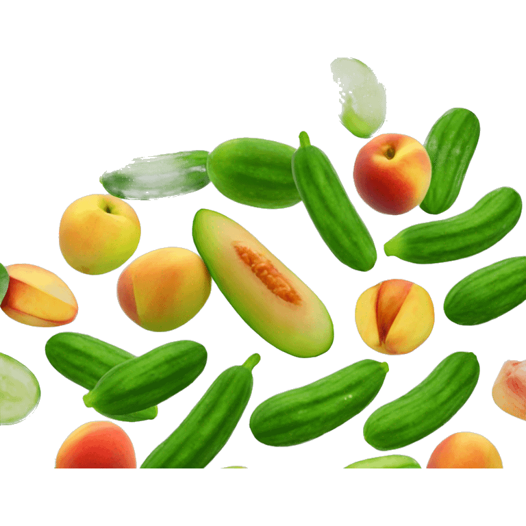 Cucumbers fighting nectarines  emoji