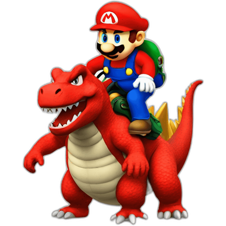 mario riding godzilla's back emoji