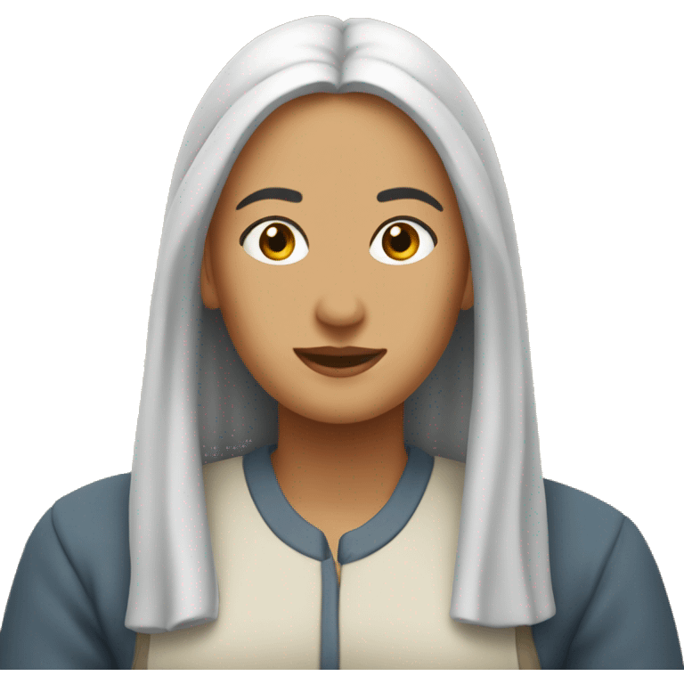 Mujer de pe lago, nervios emoji