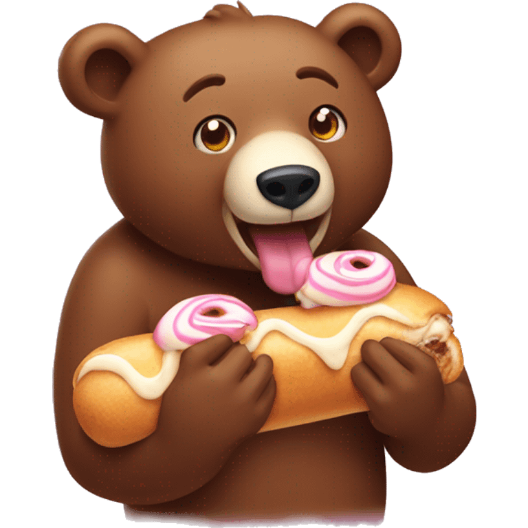 Bear eating a cinnamonroll emoji