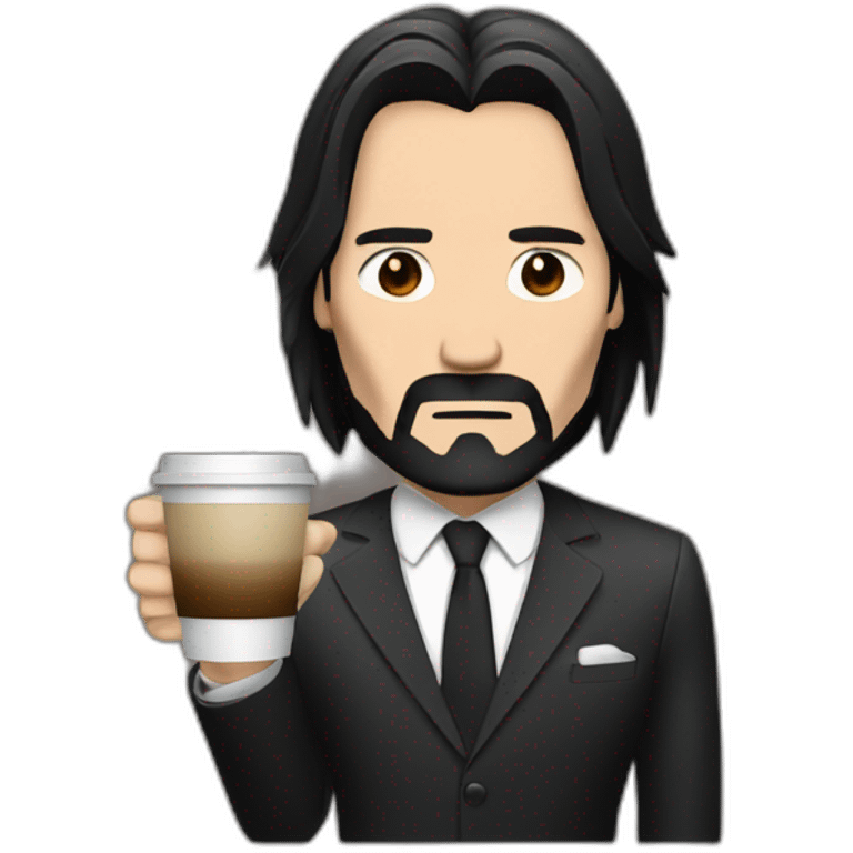 John wick with a coffee and smoking cigarette emoji