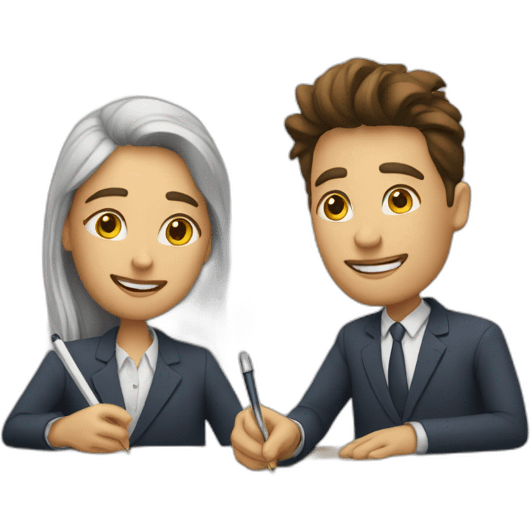 Two people writing contract emoji