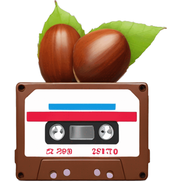 Chestnut Next to a cassette emoji