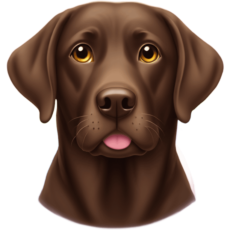 Chocolate lab that is old with the rainbow behind him emoji