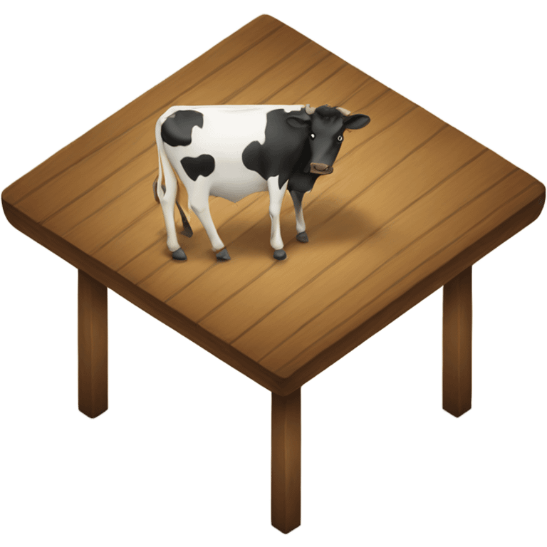 Table with cow on top emoji