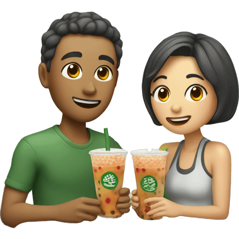 Couple eating boba emoji