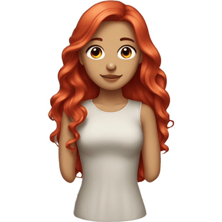 girl with medium long hair red emoji