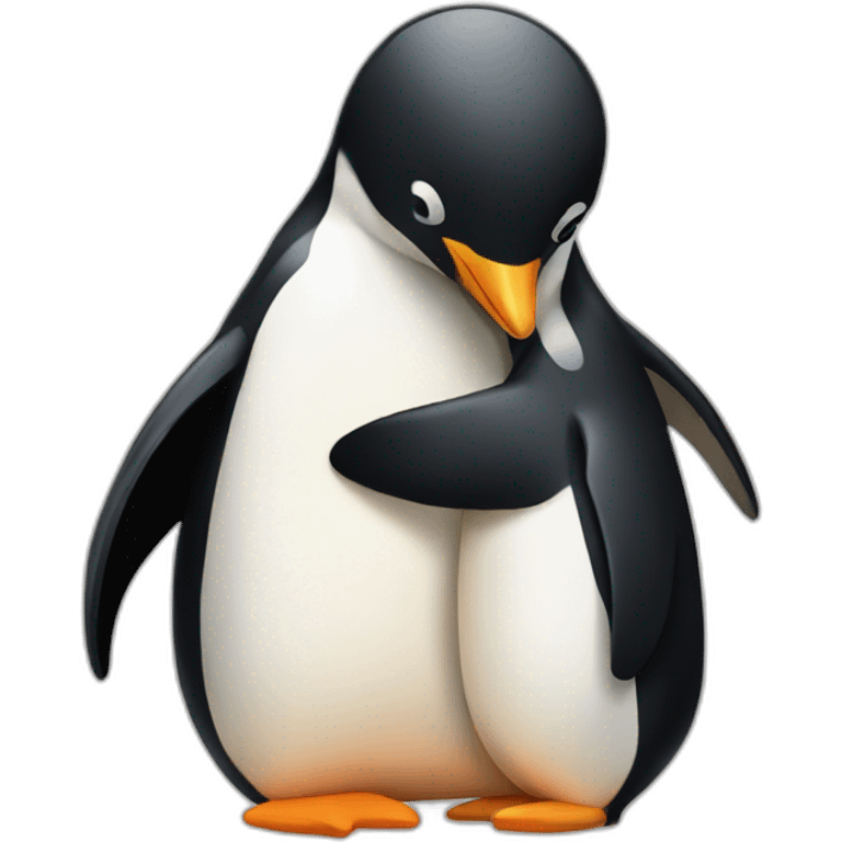 penguin hugging other penguin emoji