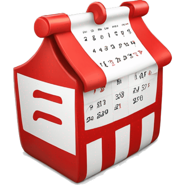 Toon 3D red and white calendar icon emoji