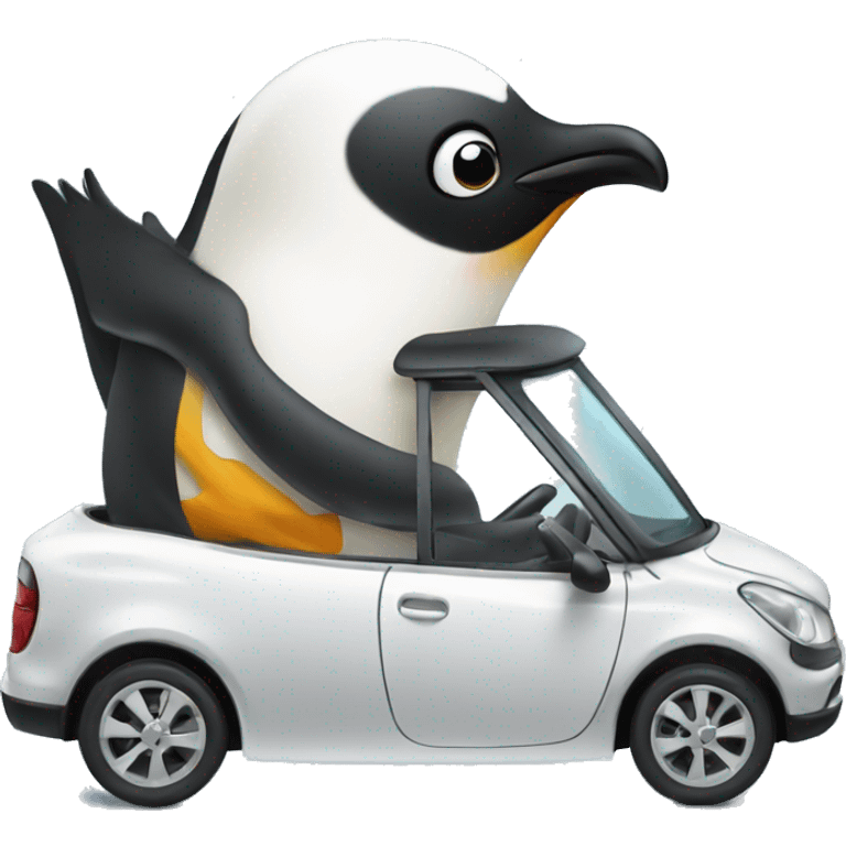 penguin driving a car emoji