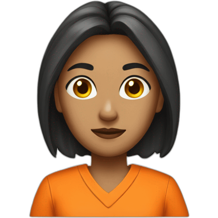 female prisoner in orange jumpsuit mugshot emoji