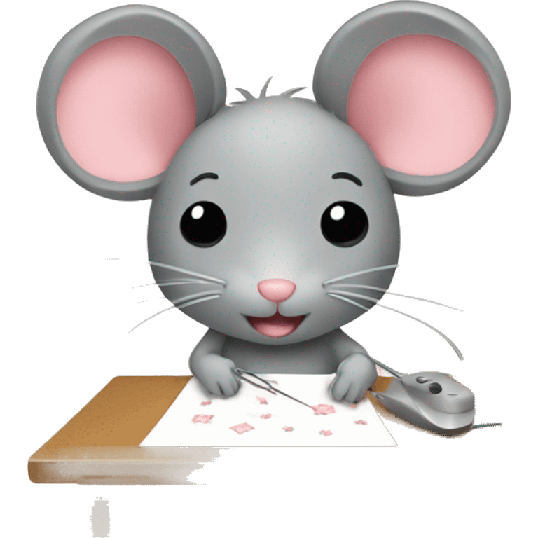 kawaii rat sewing  emoji