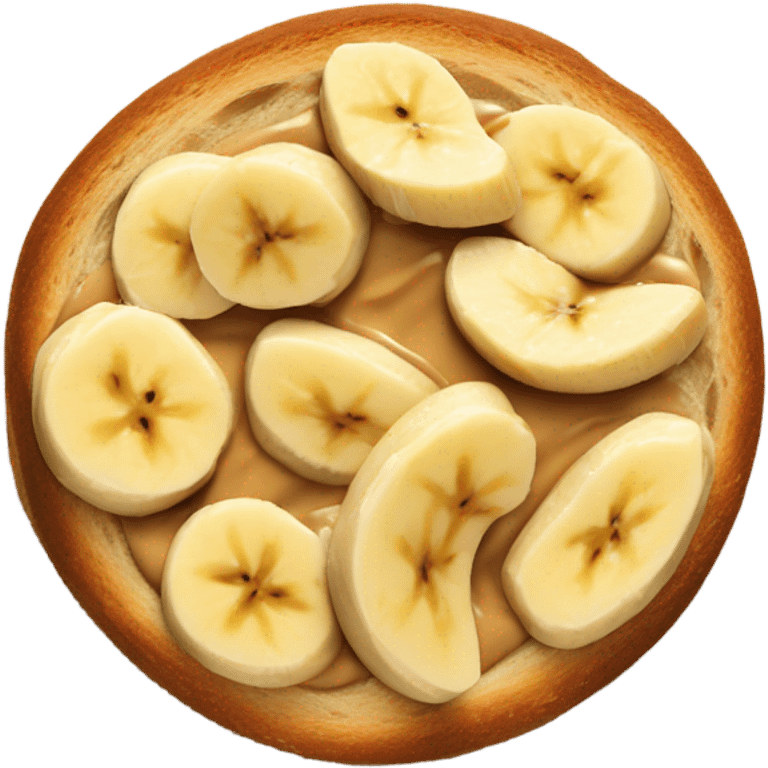 Toasted bread with penut and banana slices on it emoji