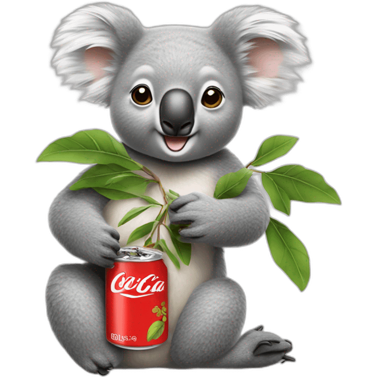 Koala aves une canette de coca emoji