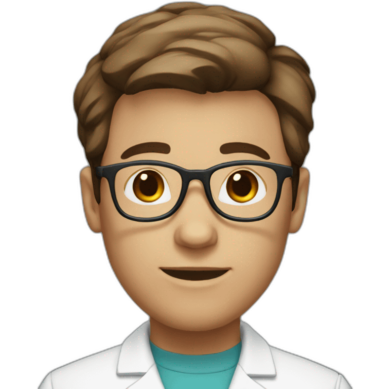 white doctor with short brown hair and clear glasses emoji