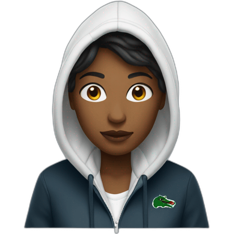 Black ladie using lacoste hoodie emoji