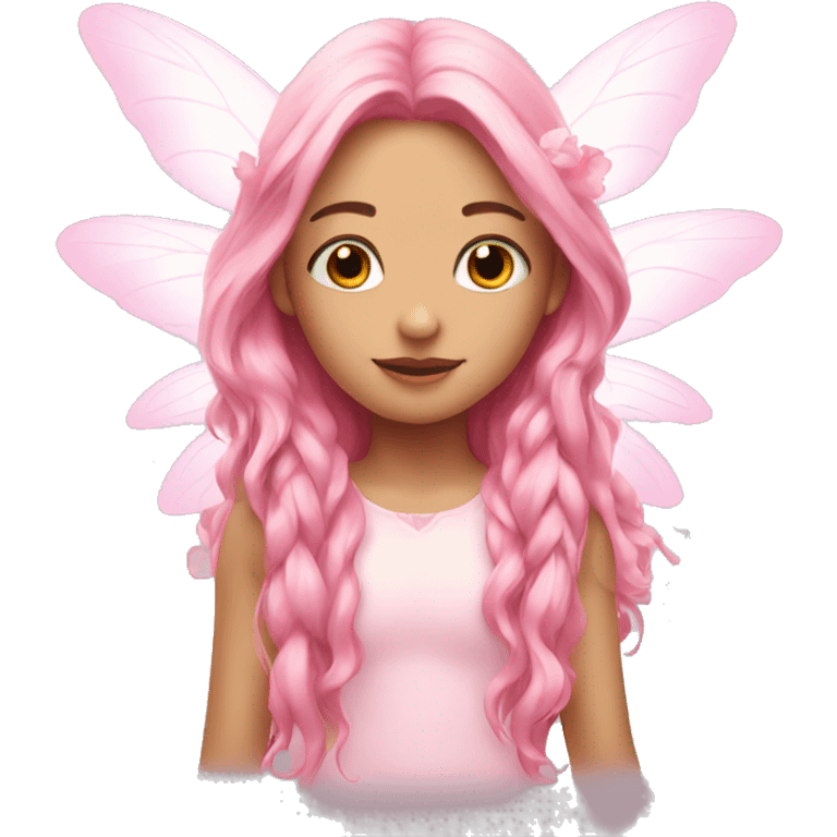 Beautiful, flower, fairy, pink, white, long hair, with pink wings emoji