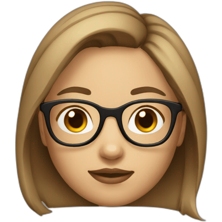 girl with round glasses and light brown hair wolf cut style emoji