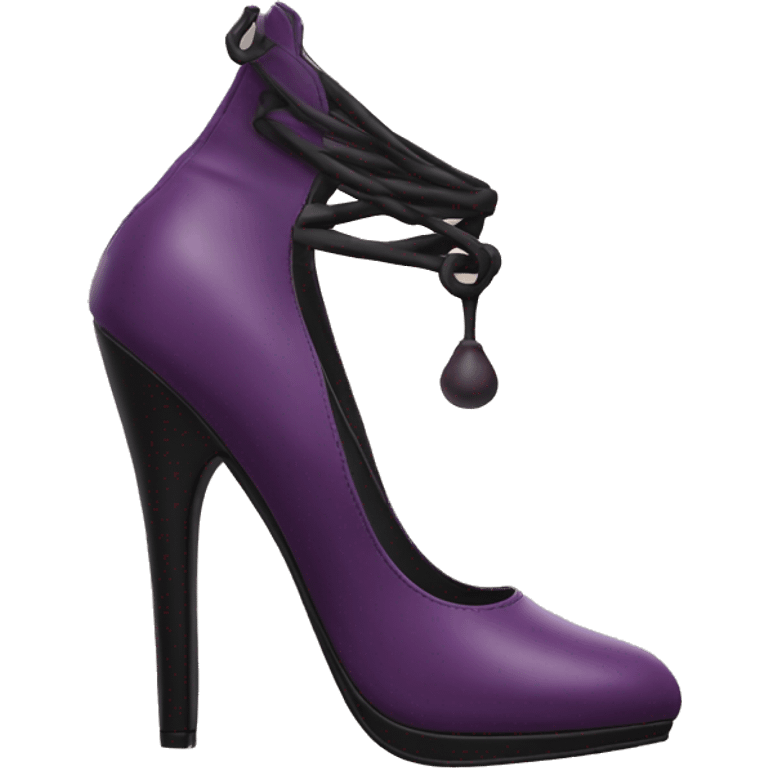 Realistic pair of plum purple and black closed toe high high heel emoji