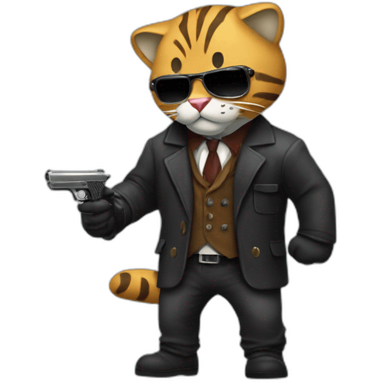 A big cat gangster robbing a bank /scene emoji